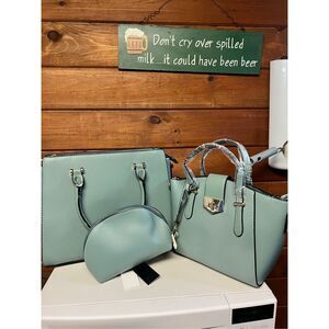 Isabelle Vegan Tote/shoulder bag set * Sage Green NWT